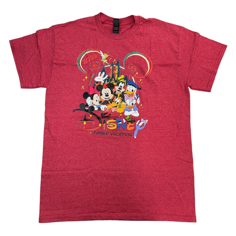 Disney Family Vacation 2026 T-Shirt Mens Medium Heathered Red Crewneck Gildan